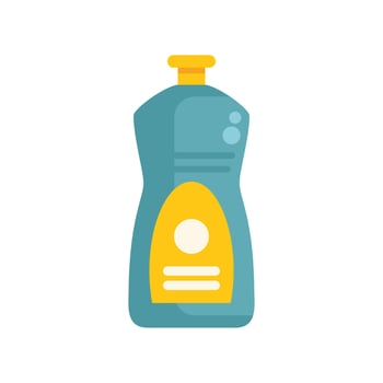 Detergent plastic bottle with yellow label is standing on white background vector