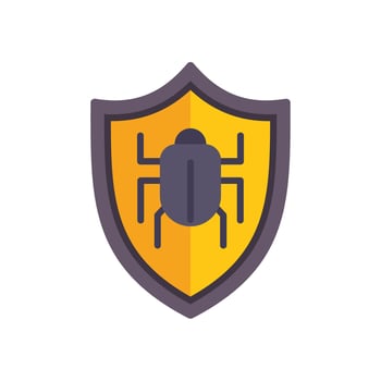 Antivirus software protecting from computer virus or bug with shield icon vector