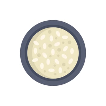 Bowl containing steaming hot cooked white rice vector