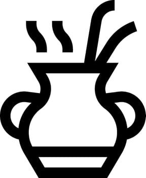 A black and white image of a pot with a stick vector