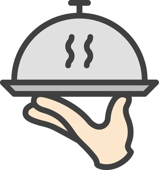 A hand holding a tray with food on it vector