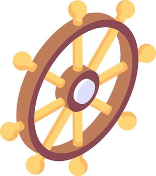 A ship wheel icon in cartoon style vector