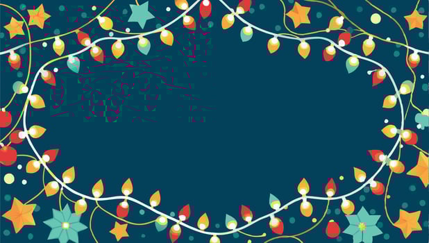 Christmas lights frame with stars on a blue background vector