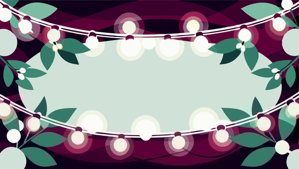 A banner with lights and leaves on it vector