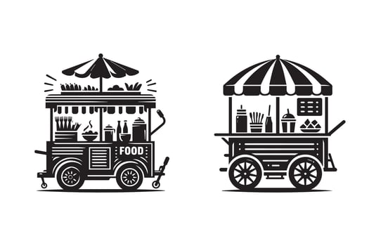 Street Food Cart Silhouette Illustration Design vector