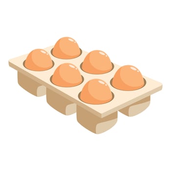 Cardboard egg tray holding half dozen eggs vector