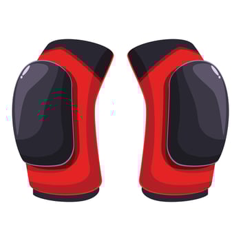 Pair of red knee pads protecting during extreme sports vector