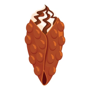 Delicious bubble waffle with cream being poured on it vector