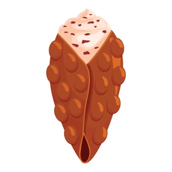 Bubble waffle with cream filling and chocolate sprinkles is waiting to be eaten vector