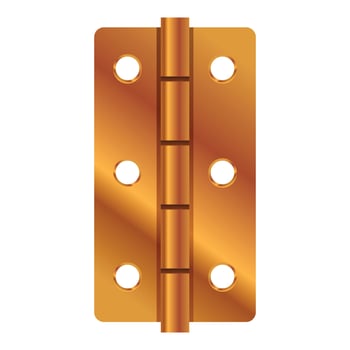 Shiny metal door hinge connecting two parts vector