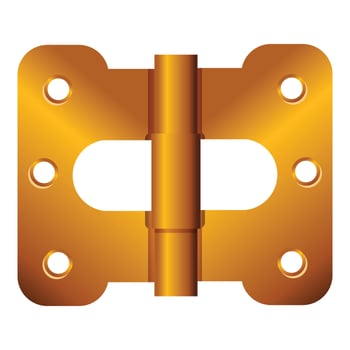 Door hinge connecting two parts together vector