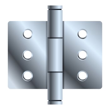 Realistic metal door hinge connecting two objects vector