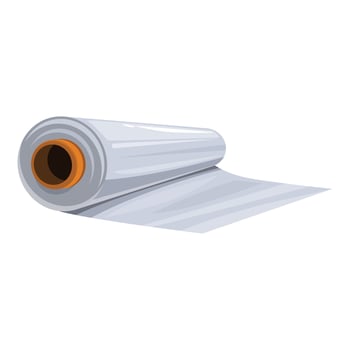 Big roll of stretch wrap lying on white background vector