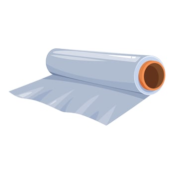 Big roll of transparent stretch film for packaging is lying on white background vector