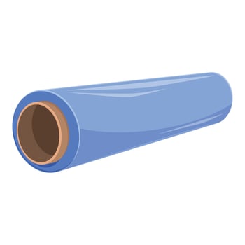 Blue wrapping plastic stretch film roll on cardboard tube vector