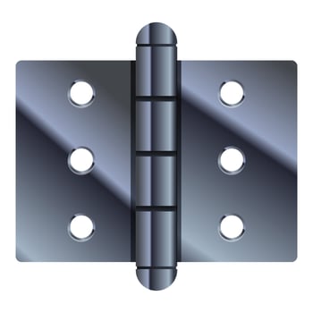 Stainless steel door hinge connecting two parts vector
