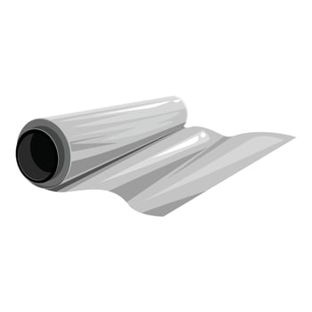 Roll of transparent cling film stretching out on white background vector