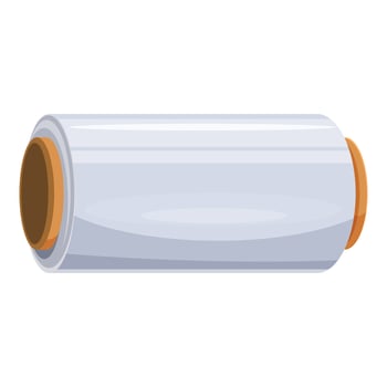 Roll of transparent stretch film for packing goods vector