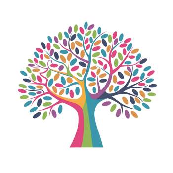 A colorful tree with leaves on it png