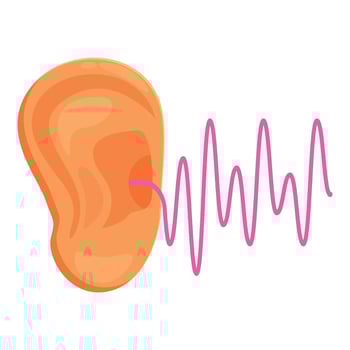 Human ear hearing sound wave vibrating through auditory canal vector