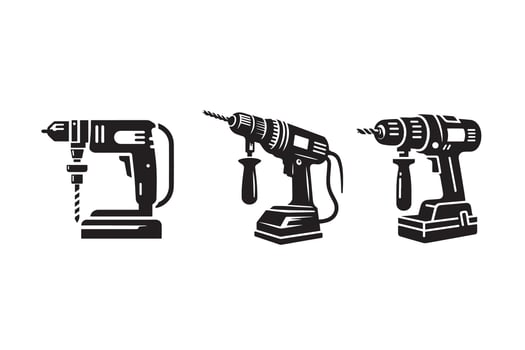 Drill Machine Silhouette Illustration Design vector