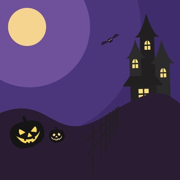 Dark spooky night Halloween Flat Background vector