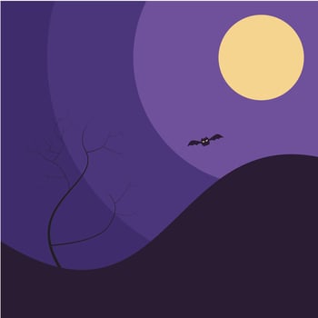 Scary Hill Halloween Flat Background vector