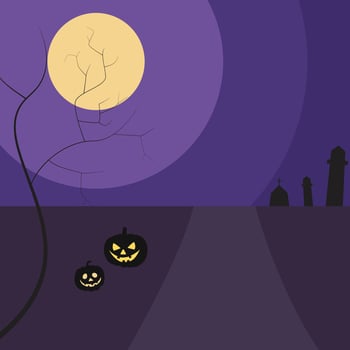 Dark road Halloween Flat Background vector
