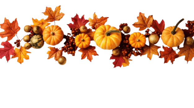 thanksgiving pumpkin and maple leaves border png