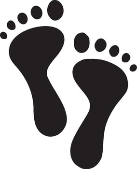 Human Foot Print Art Illustration Silhouette With White Background. vector