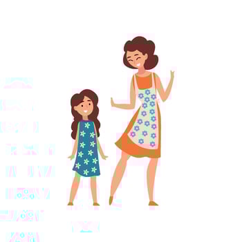 Mother and her daughter, mom having a good time with her kid, motherhood, parenting concept Illustration vector
