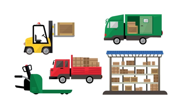 Logistic and transportation, warehouse and shipping, cargo delivery, storage Illustration vector