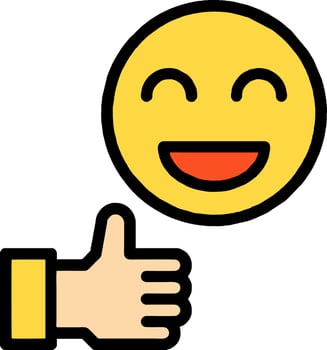 A yellow smiley face with thumbs up vector