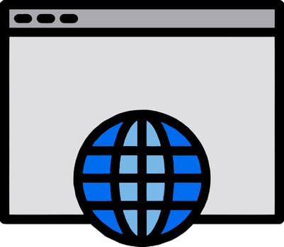 A globe icon on a computer screen vector
