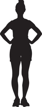 Silhouette of a woman standing with her hands on her hips vector