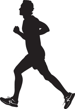 A silhouette of a man running vector