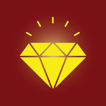 A diamond icon on a red background vector
