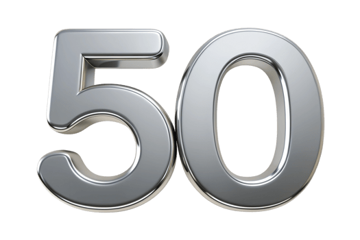 50 Number Digit 3d metallic Gold Silver metal Color Typography. Silver Golden Jubilee Celebration. png