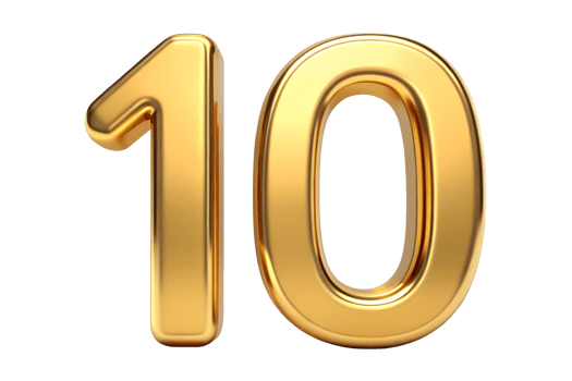 10 Number Digit 3d metallic Gold Silver metal Color Typography Jubilee Celebration. png