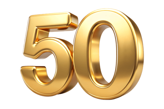 50 Golden Number Digit 3d metallic Gold Silver metal Color Typography Golden Jubilee Celebration. png