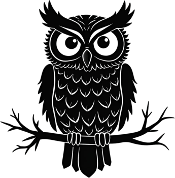 Elegant Black Owl Illustration png