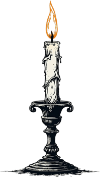 Candle in Vintage Candleholder Illustration for Halloween Decor png