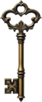 Vintage Skeleton Key Illustration for Halloween png