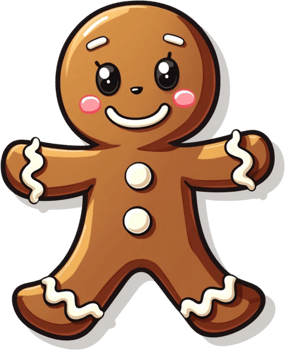 Gingerbread Man with Colorful Icing png