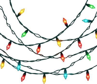 Vibrant String of Christmas Lights png