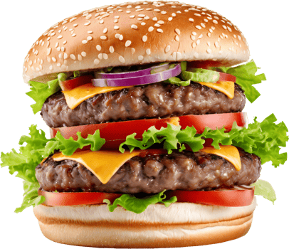 Classic Double Cheeseburger with Melted Cheese for Fast Food and Culinary Imagery png