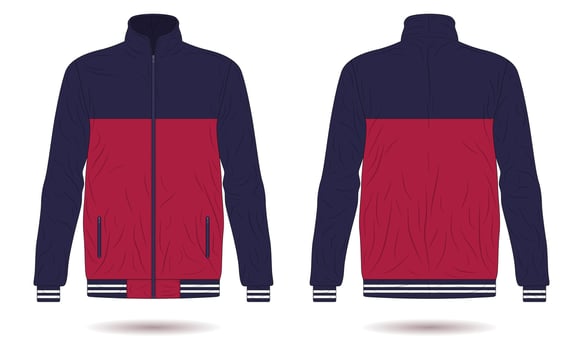 Modern sports training jacket mockup front and back view vector