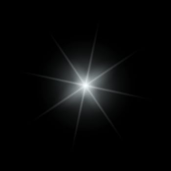 Silver sparkle lights, flashing lights, light effects, sunlight lens flare, glowing ray beams, sparkling starsicon on black background. vector