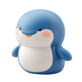 Cute Cartoon Dolphin 3D Render Ocean Animal Character Design png