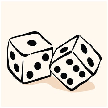 Dices game With illustration style doodle and line art vector